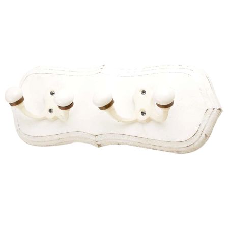 White Cream Double Loop Ceramic Iron Wooden Hooks